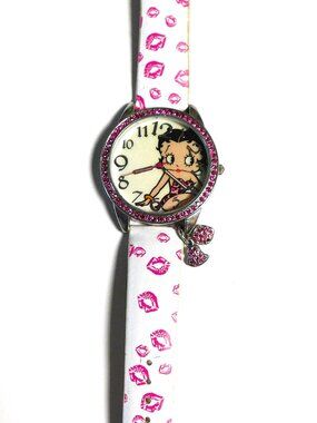 Betty Boop watch - with pretty pink rhinestones-the face is pure WHITE
